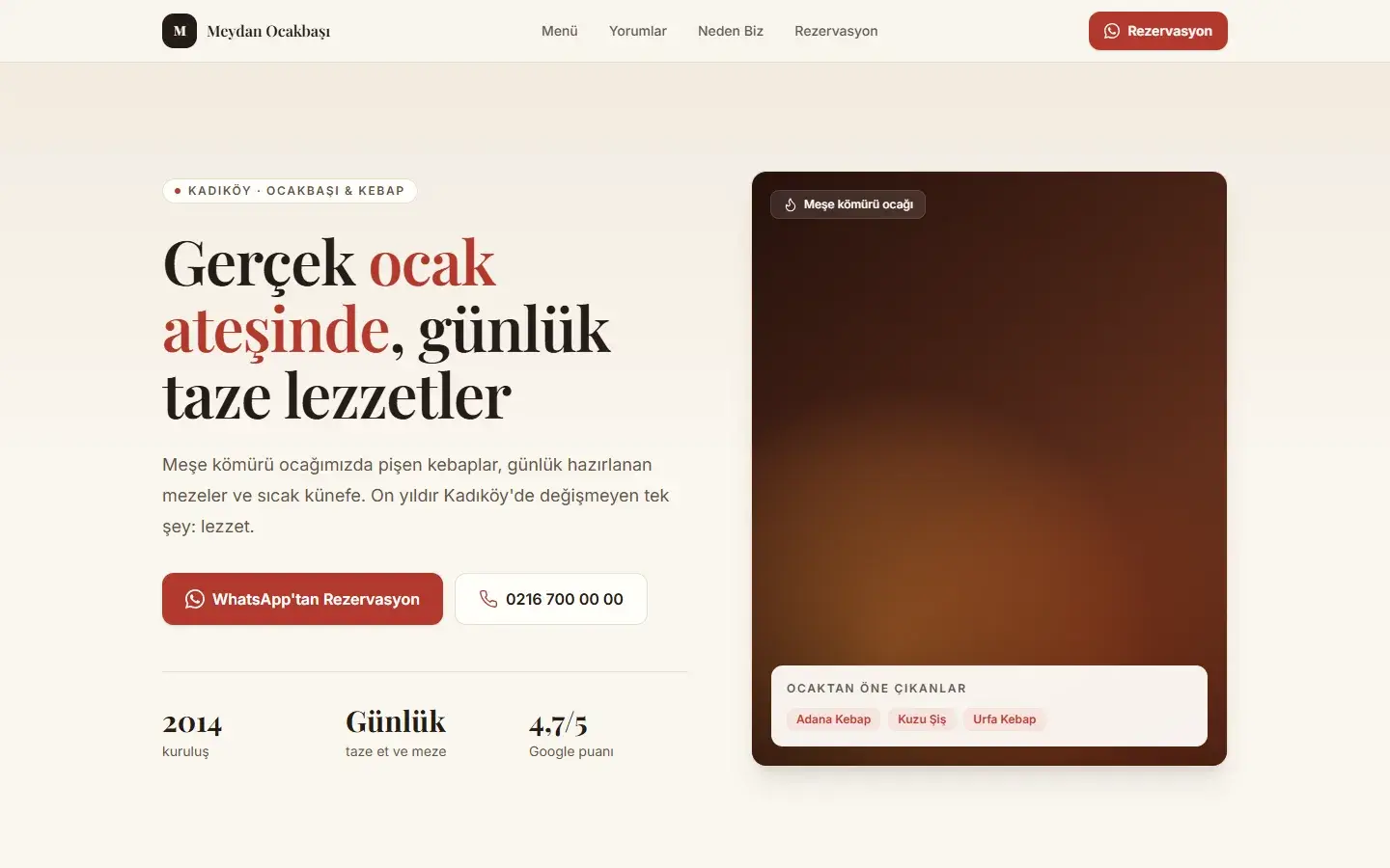 Doveify Restoran Demo demo sitesinin masaüstü görünümü