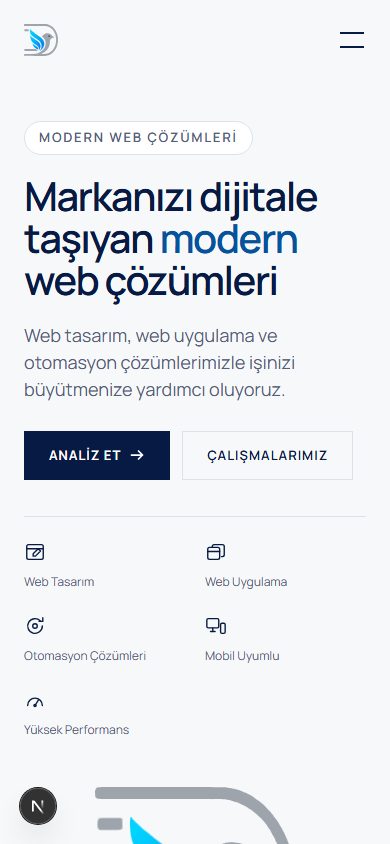 Doveify web sitesi mobil görünümü