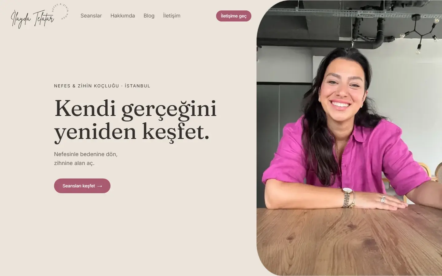 İlayda Telatar web sitesi masaüstü görünümü