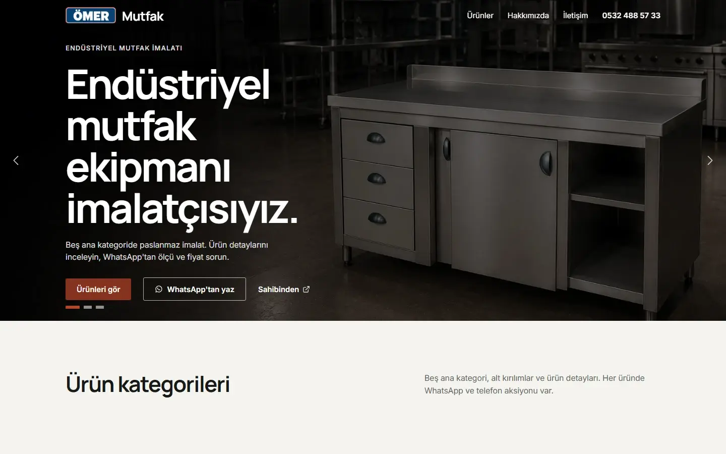 Ömer Mutfak web sitesi masaüstü görünümü