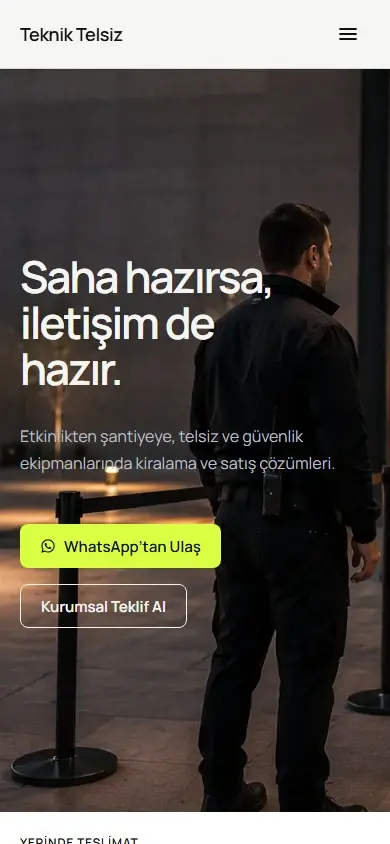 Teknik Telsiz web sitesi mobil görünümü